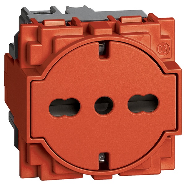 Розетка немецкого/итальянского стандарта плоская панель 10/16А 2 модуля BTicino Living Now красный