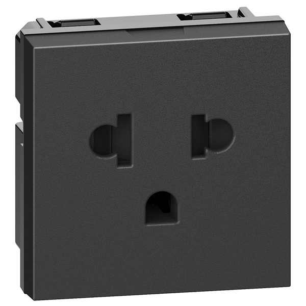 Розетка стандарта Euro-US 127/250В 16А 2 модуля BTicino Living Now черный