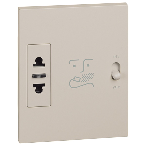 Розетка для электробритв 230В-127/230В 20ВА 3 модуля BTicino Living Now песочный