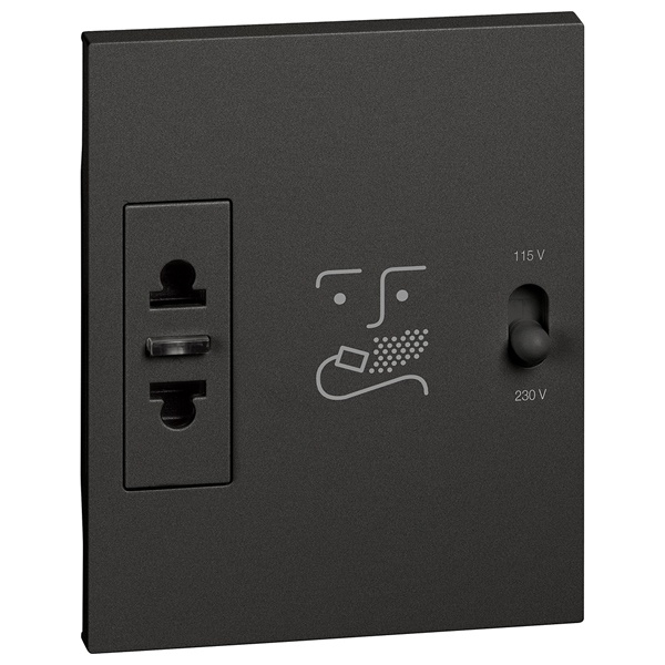 Розетка для электробритв 230В-127/230В 20ВА 3 модуля BTicino Living Now черный