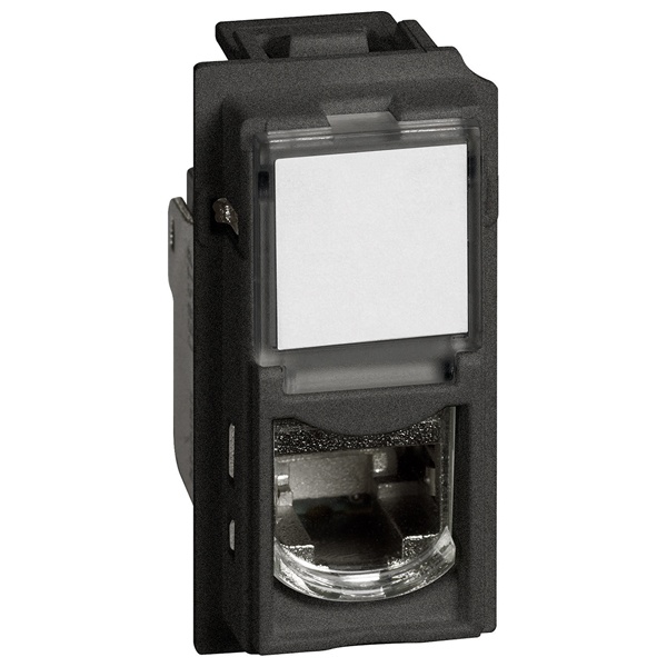 Розетка компьютерная RJ45 cat6a UTP 1 модуль BTicino Living Now черный
