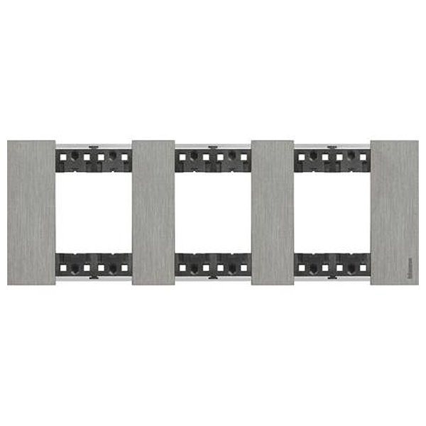 Рамка 3 поста (2+2+2 модуля) металл zamak BTicino Living Now цвет Сталь