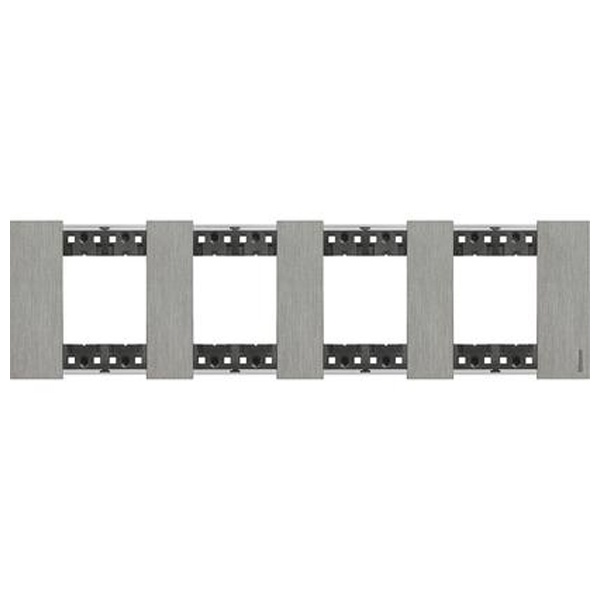 Рамка 4 поста (2+2+2+2 модуля) металл zamak BTicino Living Now цвет Сталь