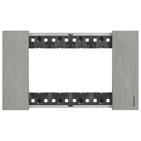 Рамка 4 модуля металл zamak BTicino Living Now цвет Сталь