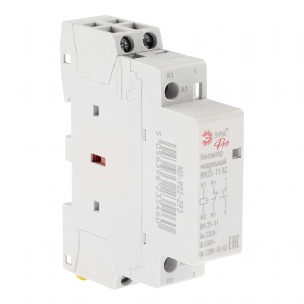 Контактор модульный ЭРА PRO NO-902-293 КМ25-11 25A 1NO+1NC 1 модуль катушка 230В AC