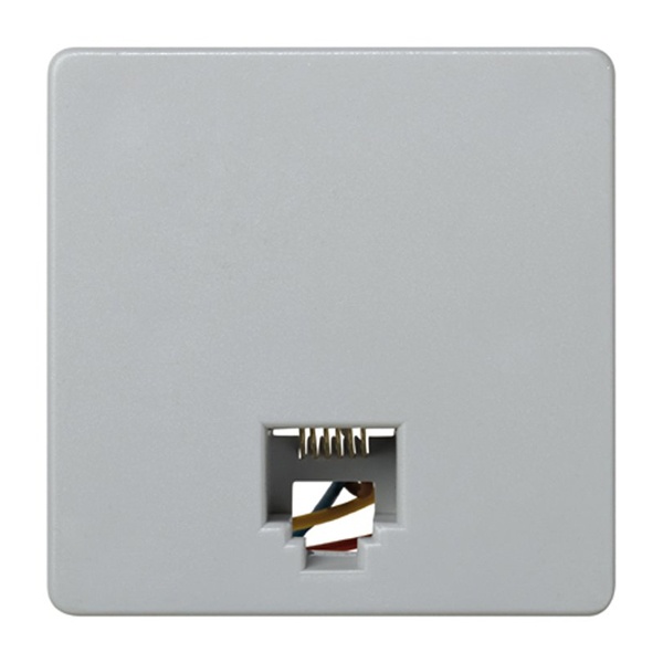 Розетка телефонная Simon 27 RJ-12 6 контактов, широкий модуль, серый