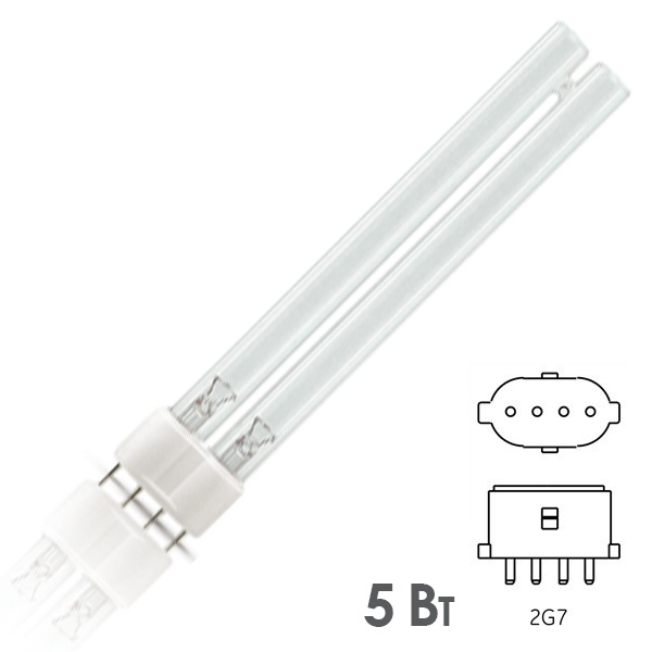 Лампа бактерицидная LightBest LBCQ 5W 2G7 специальная безозоновая, кварцевое стекло