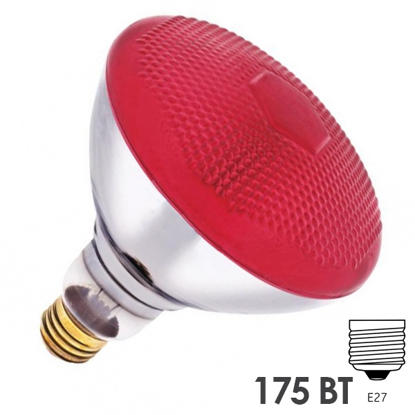 Лампа инфракрасная LightBest ERK PAR38 175W 220-240V E27 Red красное прессованное стекло