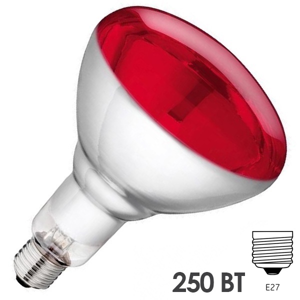 Лампа инфракрасная LightBest ERK R125 250W 220-240V E27 Red красное стекло