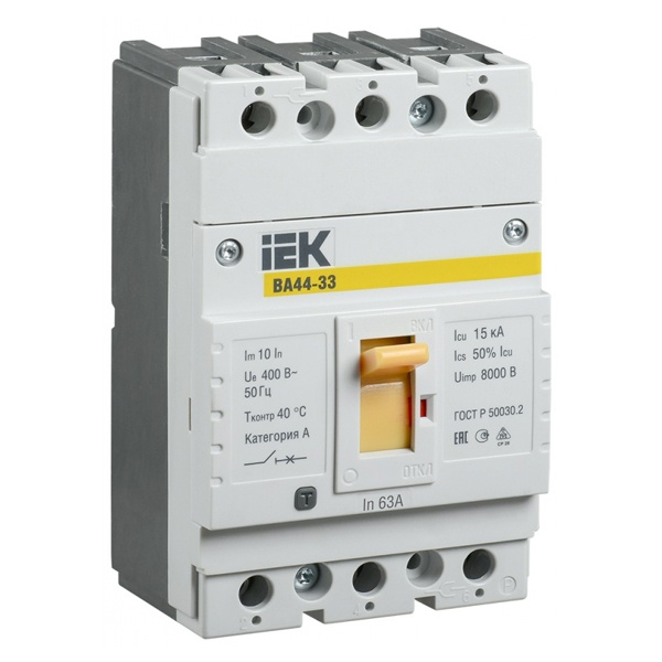 Автоматический выключатель ИЭК ВА44-33 3Р 63А 15кА (автомат электрический)