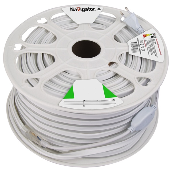 Светодиодная неоновая лента 14 446 NLS-2835G120-9-IP67-220V-NEONLED360 9W (бухта 20m) зеленый