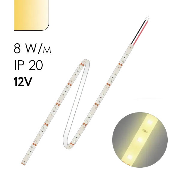 Светодиодная лента Navigator 14450 NLS-335WWS120-8-IP20-12V 8W 3000K (боковое свечение)