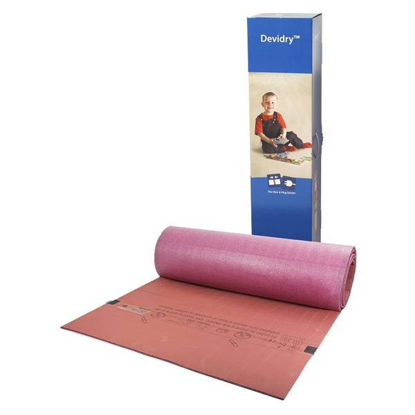 Нагревательный мат 100Вт/м2 Размер 1х2м Площадь 2м2, Площадь обогрева 1,4 м2 DEVIdry™