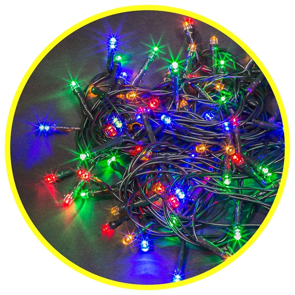 Гирлянда нить 14 020 NGF-S01-100RGBY-10-11.5m-230-C8-G-IP20 8 режимов, мультиколор, зеленый провод