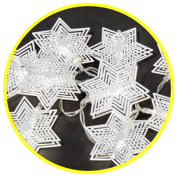 Гирлянда фигурки 14 206 NGF-D011-10СW-2AA звездочки (металл) постоянное свечение, белый