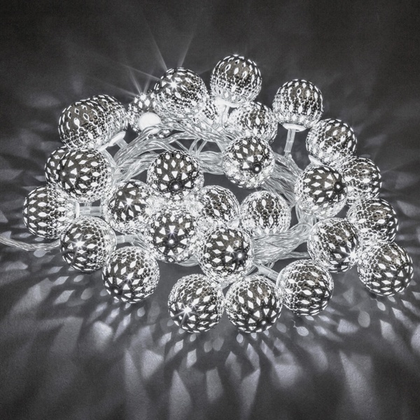 Гирлянда нить 14 042 NGF-D004-30CW-230 серебряные шарики (металл) 8 режимов, белый