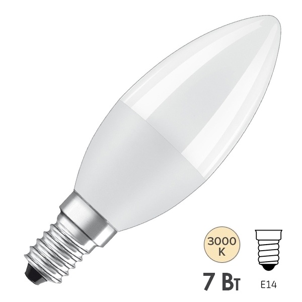 Лампа светодиодная свеча Osram LED Value LVCLB40 7SW/830 220V E14 тепло-белый свет