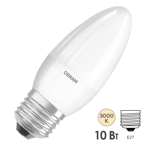 Лампа светодиодная свеча Osram Value LVCLB75 10SW/830 3000K 220V E27 FR 116x39mm тепло-белый свет
