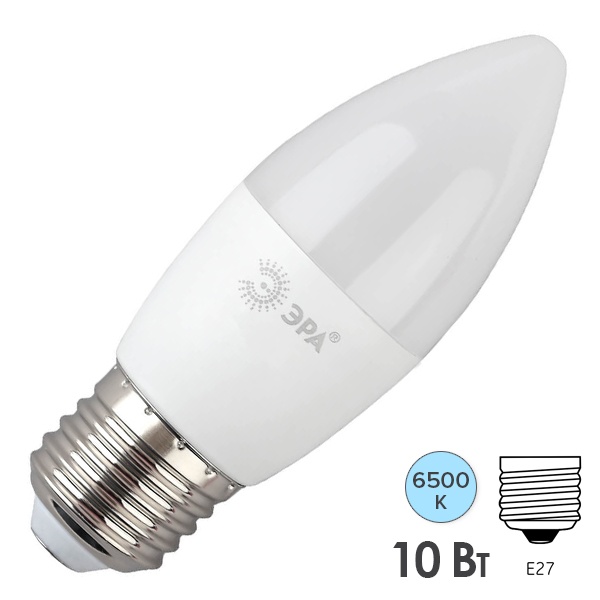 Лампа светодиодная свеча ЭРА RED LINE LED B35 10W 865 6500K 220V E27