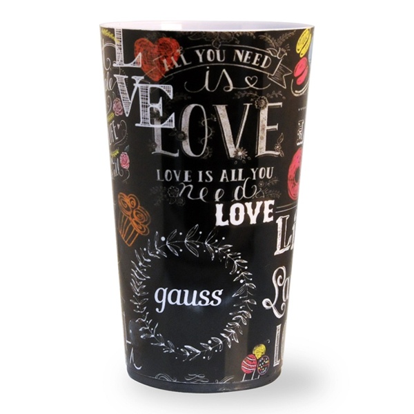 Стакан с LED подсветкой Gauss LCUP Romantic питание от 3 батареек LR44, объем 450мл. 135x80мм