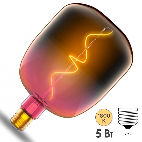 Лампа филаментная светодиодная Gauss V140 5W 1800K E27 200Lm pink-clear flexible