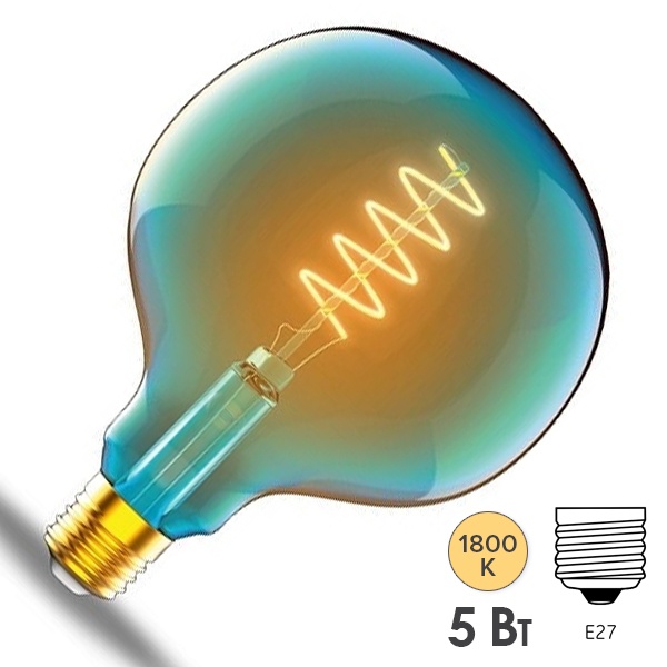 Лампа филаментная светодиодная Gauss G125 5W 1800K E27 190Lm sky blue flexible