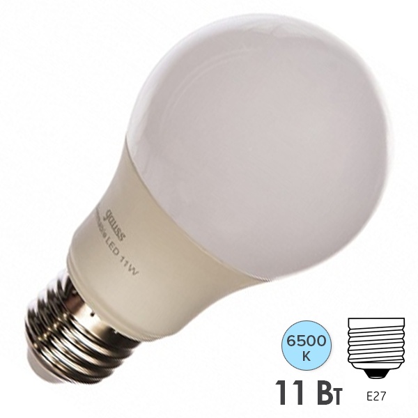 Лампа светодиодная Gauss LED A60 11W 6500K 220V E27 DIM дневной свет