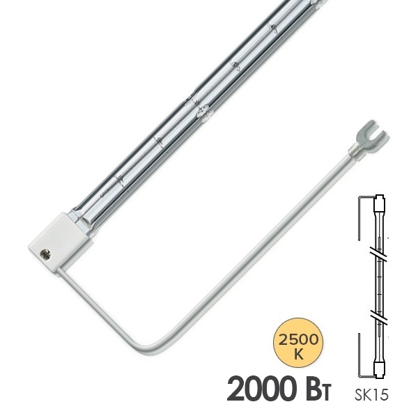 Лампа инфракрасная Ushio QIR240V-2000VZD 2000W 2500K 240V SK15 L355x10mm (Аналог 13168Z/98)