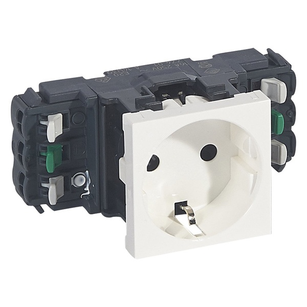 Розетка Legrand Mosaic 2К+З для кабель-каналов DLP автозажим 2М, белая