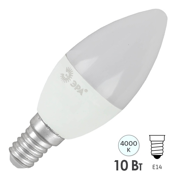Лампа светодиодная свеча ЭРА RED LINE LED B35 10W/840 4000K 220V E14 холодный свет