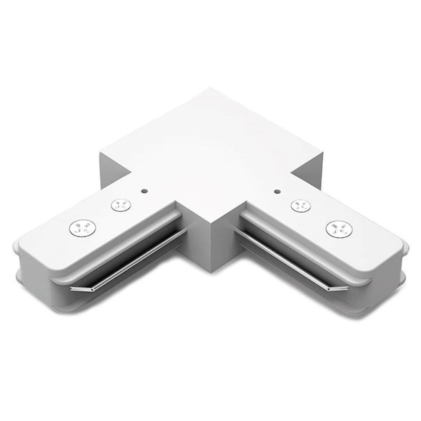 Коннектор Gauss для трековых шинопроводов угловой (L) белый