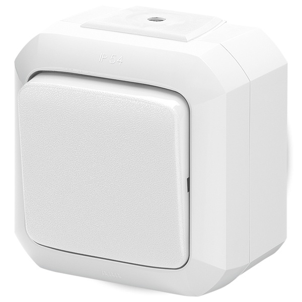 Переключатель одноклавишный ABB Variant+ IP54 для многопостового монтажа белый