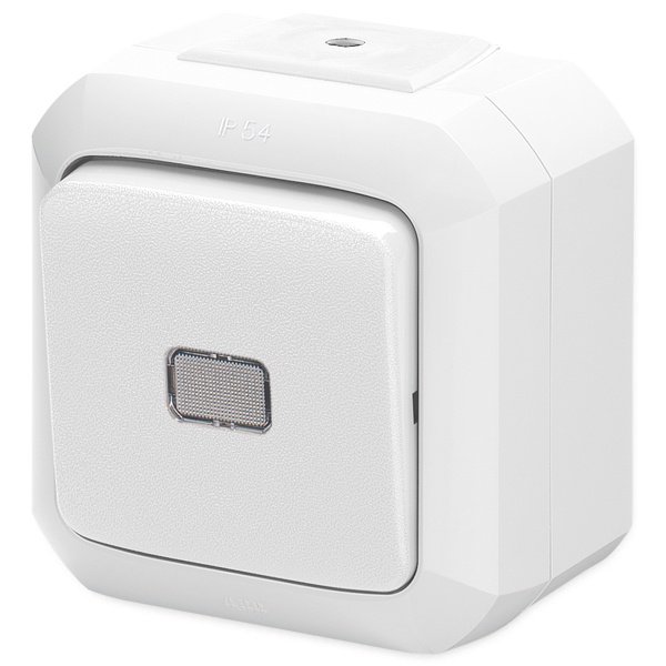 Переключатель одноклавишный с прозрачной линзой ABB Variant+ IP54 белый