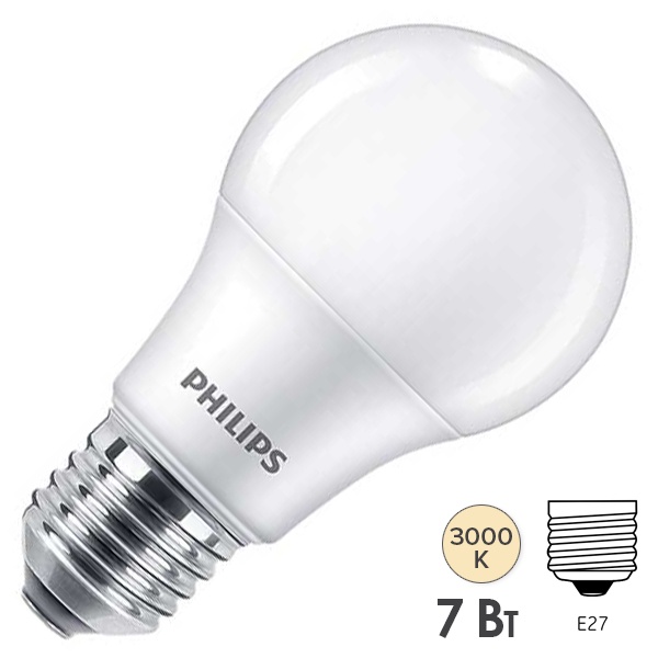 Лампа светодиодная Philips Eco LEDBulb A60 7W (65W) 3000K 220V E27 тепло-белый свет