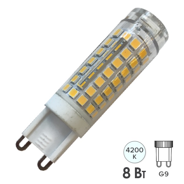 Лампа светодиодная капсула Foton FL-LED G9-SMD 8W 4200K 220V G9 560lm 16х62mm холодный свет