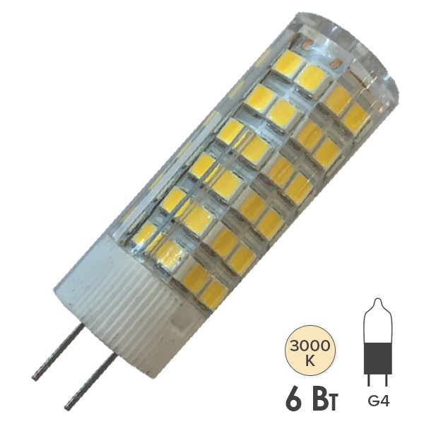 Лампа светодиодная Foton FL-LED G4-SMD 6W 3000K 220V G4 420Lm 16x45mm тепло-белый свет