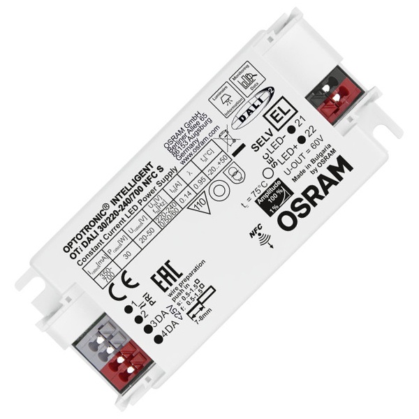 LED драйвер Osram OTi DALI 30/220…240/700 NFC S LEDset/Prog 30W 350-700мА 97x43x30mm