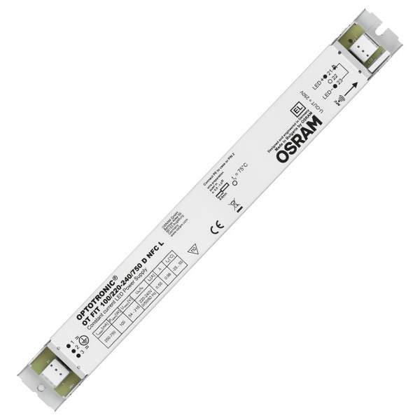 LED драйвер Osram OT FIT 100/200-240 D NFC L 250-750мА 13-100W 54-216V 280x30x21mm