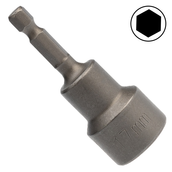 Ключ-насадка Kranz 17х65 мм, 1/4 дюйма магнитная (упак. 5 шт)