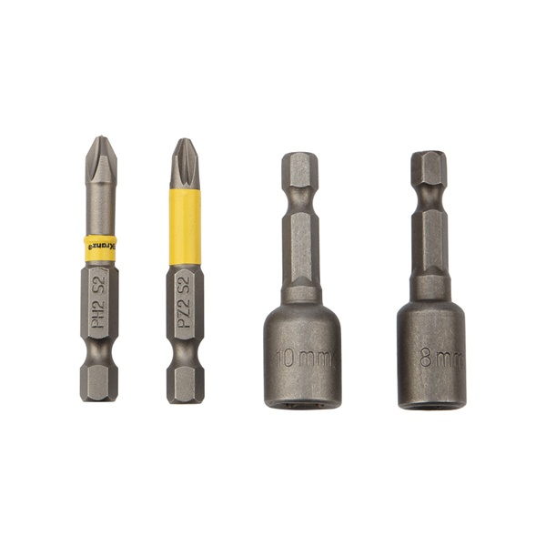 Набор насадок на шуруповерт Kranz PH2, PZ2 с магнитным держателем 50мм,головка 8мм,10мм (5шт/уп)