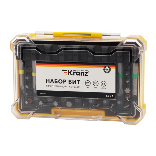 Набор бит Kranz с магнитным держателем 25-50 мм, 49 шт. (50 шт./уп.)