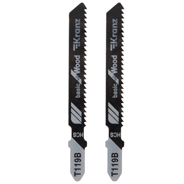 Пилка для электролобзика по дереву Kranz T119B 76 мм 12 зубьев на дюйм 4-30 мм (2 шт./уп.)