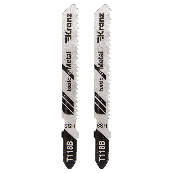 Пилка для электролобзика по металлу Kranz T118B 76 мм 12 зубьев на дюйм 3-6 мм (2 шт./уп.)