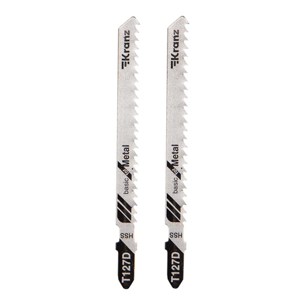 Пилка для электролобзика по мягкому металлу Kranz T127D 100 мм 8 зубьев на дюйм 4-20 мм (2 шт./уп.)