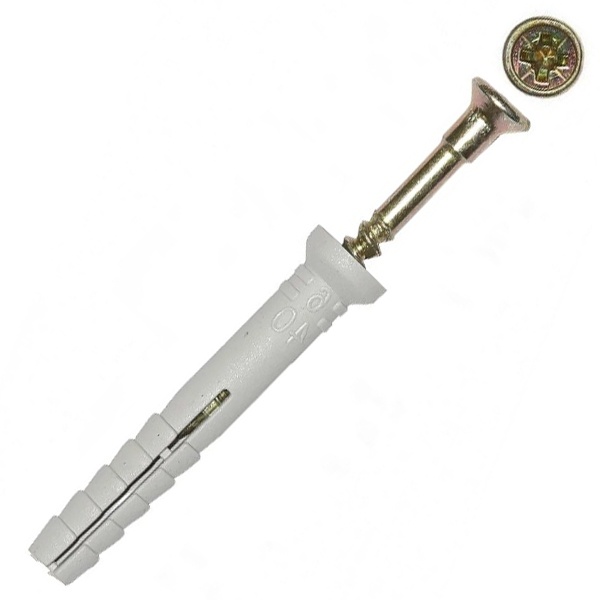 Дюбель-гвоздь Kranz 8х100 потайной бортик полипропилен [упаковка 100шт]