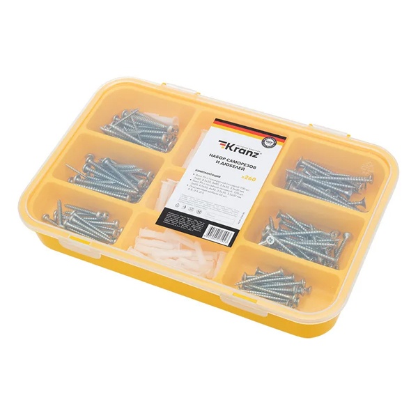 Набор саморезов и дюбелей Kranz 260 шт.