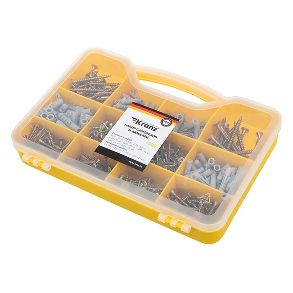 Набор саморезов и дюбелей Kranz 590 шт.