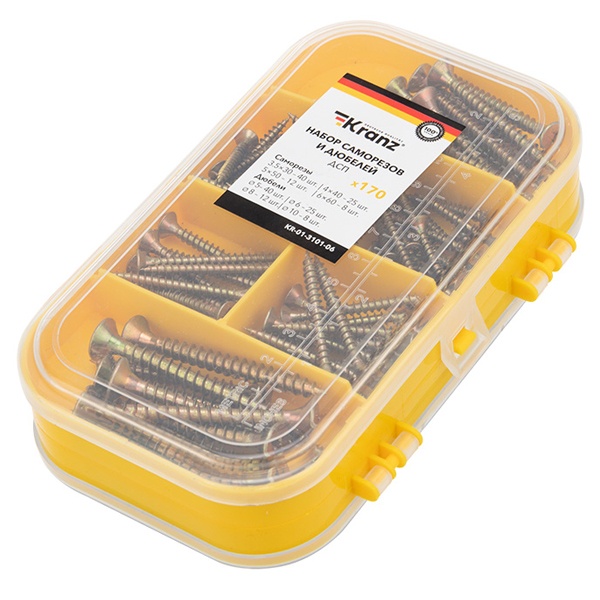 Набор саморезов и дюбелей Kranz для ДСП 170 шт.