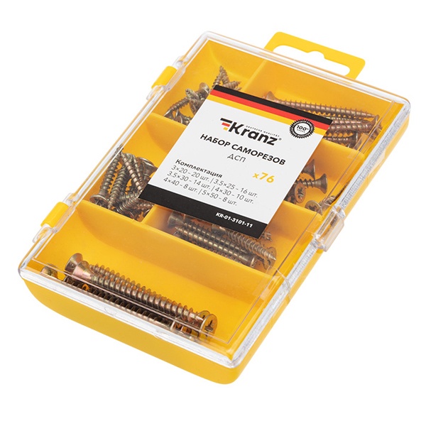 Набор саморезов Kranz для ДСП 76 шт.