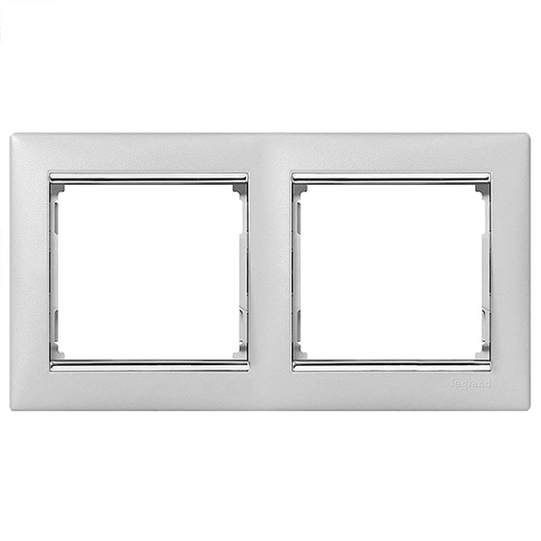 Рамка Legrand Valena 2 поста алюминий/серебряный штрих